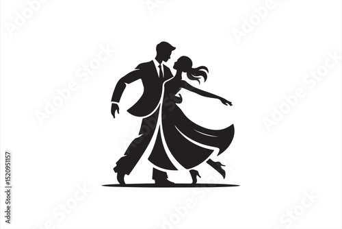  Romantic Dance Embrace Silhouette with ‘Amor’ Handwritten Typography on Minimal Mint Background in Vector Art Style