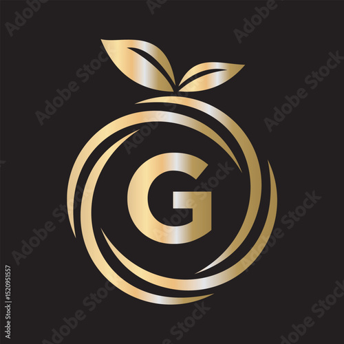  Initial Orange Logo combine with letter G vector template