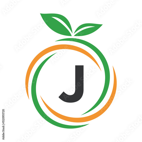  Initial Orange Logo combine with letter J vector template