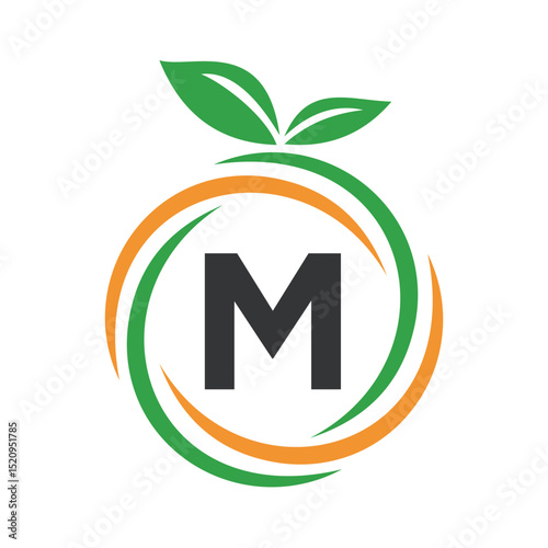  Initial Orange Logo combine with letter M vector template
