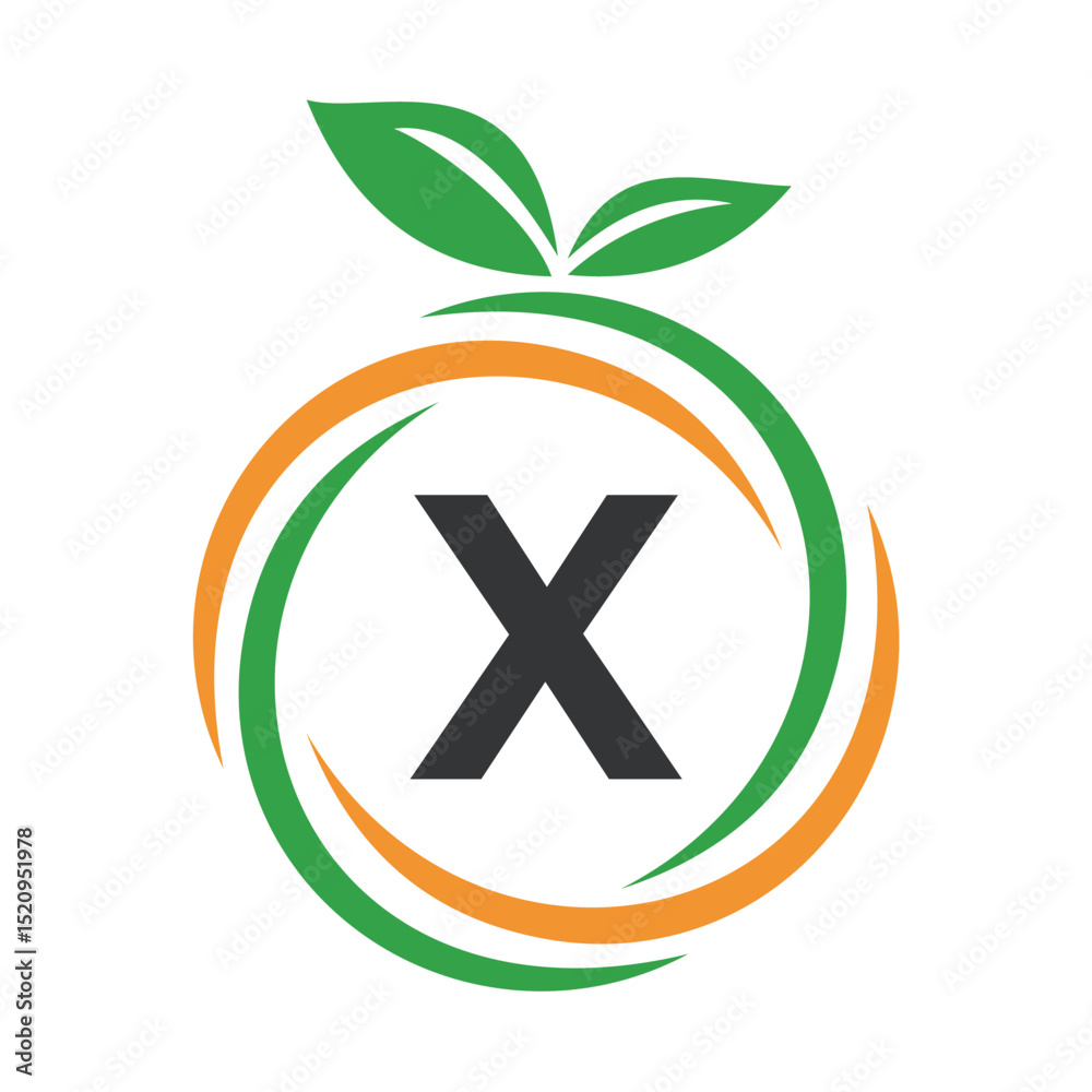 Obraz premium Initial Orange Logo combine with letter X vector template