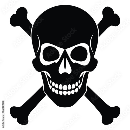 Classic skull and crossbones symbol isolated on white background for various design concepts