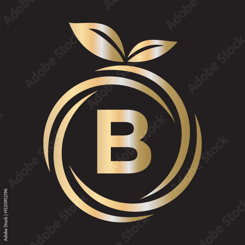  Initial Orange Logo combine with letter B vector template