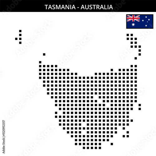 Big square dotted map of Tasmania in Australia
