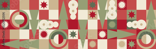 Geometric seamless pattern with winter blue patterns, Christmas trees in Scandinavian style. New Year's fashionable color pattern for textiles and wallpaper, gift design trend.