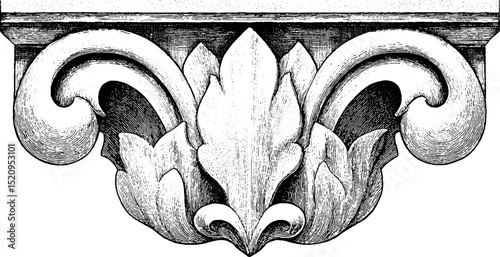 Intricate art nouveau facade with engraved architectural details for design projects
