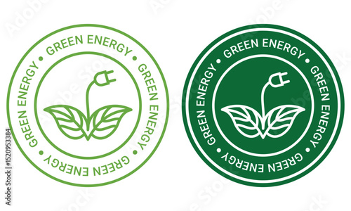 Green energy label. Sustainable, natural and renewable resources logo badge vector template