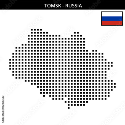 Big square dotted map of Tomsk in Russia