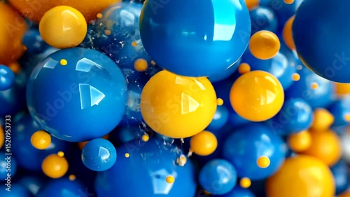 Colorful Abstract Spheres in Blue and Yellow