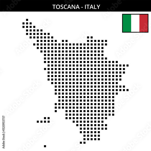 Big square dotted map of toscana in Italy