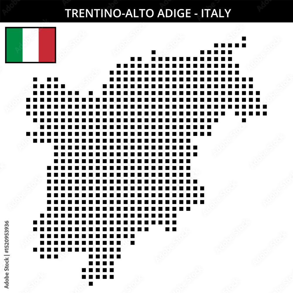 Obraz premium Big square dotted map of trentino-alto-adige in Italy