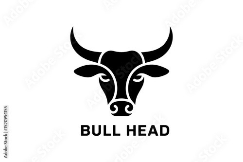 Black bull head vector illustration farm animal
