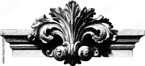 Baroque chapel facade ornamentation: engraved detail for historical design projects