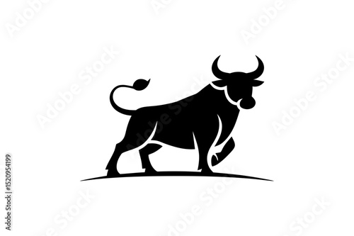 Black bull silhouette vector graphic illustration