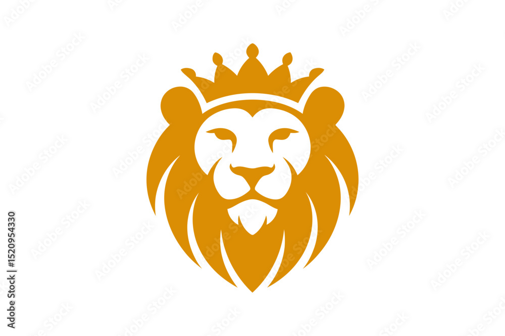 Obraz premium Lion head with crown logo design vector template