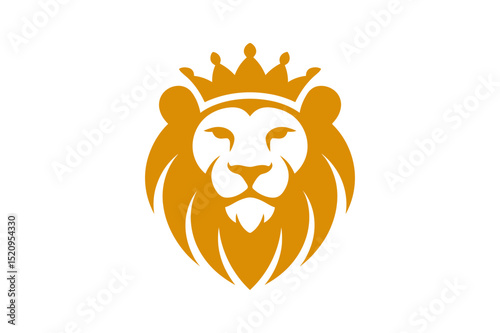 Lion head with crown logo design vector template