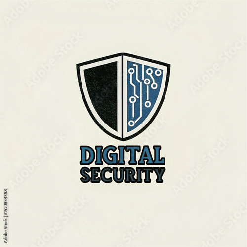 Digital Security Shield Logo with Cybersecurity Concept