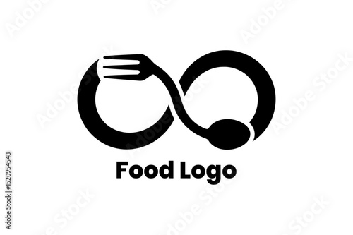 Infinity food logo design fork and spoon concept