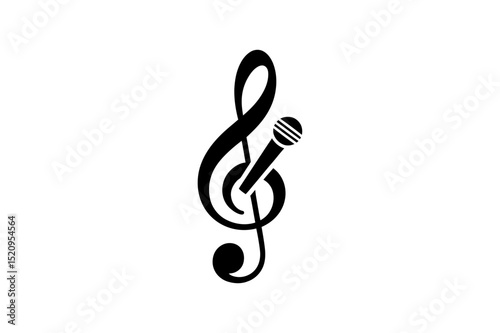 Music microphone treble clef vector art illustration