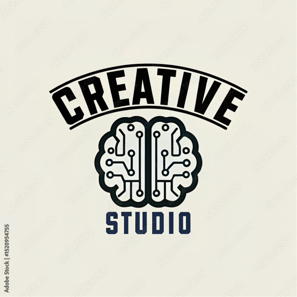 Fototapeta premium Creative Studio Logo with Brain Icon for Innovation Company