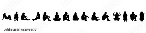 Architectural Drawings people sittings vector illustration, front view, human person Minimal style hand drawn. Sections, Elevations, Floor Plans