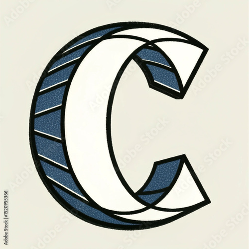 Monogram Letter C Logo with 3D Shading Effect