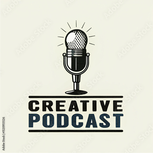 Vintage Microphone Logo for Creative Podcast Channel or Media