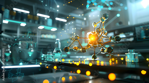 Biology Molecule Illumination, A glowing biology molecule illuminated
