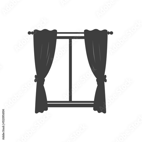 Simple window with dark curtains. Elegant window design with classic drapes and simple frame.  This image is perfect for funeral home brochures or pet loss sympathy cards.