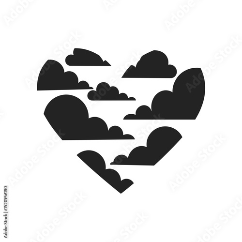 Heart shaped clouds graphic design. Clouds forming heart shape, perfect for remembrance or sympathy cards.  This graphic is ideal for funeral or pet loss announcements