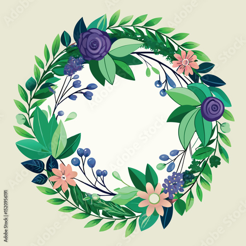 Elegant Floral Wreath Design Perfect for Invitations, Cards, and More