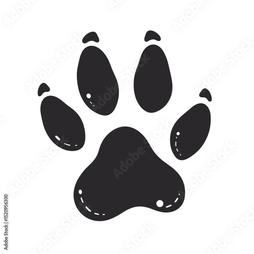 Dog paw print illustration. Simple black paw print design perfect for pet remembrance cards.  Paw print graphic ideal for pet loss announcements, sympathy cards, or funeral programs.