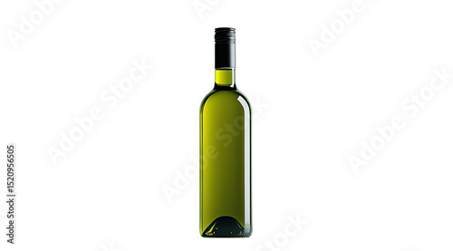 Green bottle of olive oil on white, created with AI, PNG