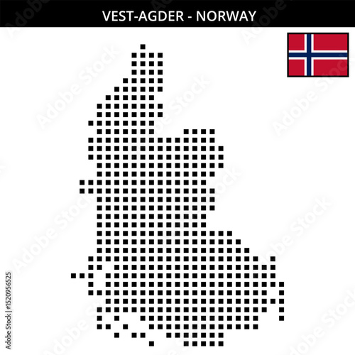 Big square dotted map of vest-agder in Norway