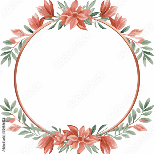 Elegant Floral Circle Frame Watercolor Design for Invitations, Cards, and More