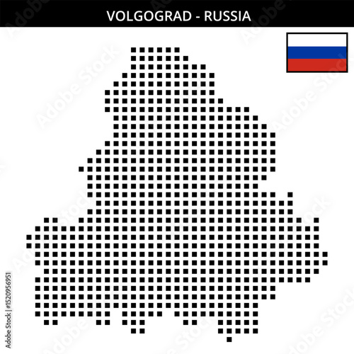 Big square dotted map of Volgograd in Russia