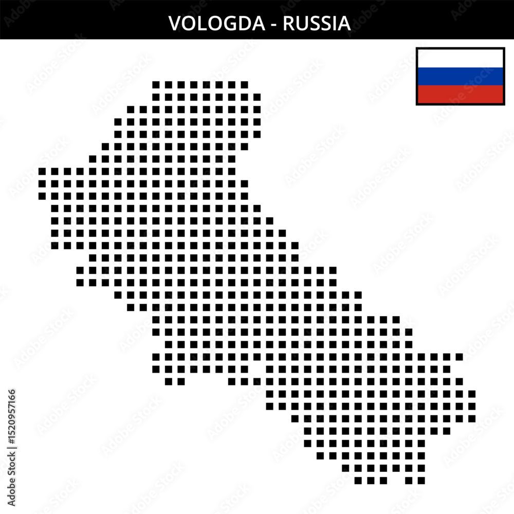 Obraz premium Big square dotted map of Vologda in Russia