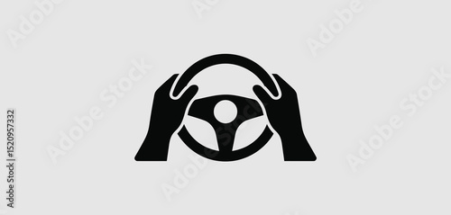 Hands on Steering Wheel Driving Icon Graphic