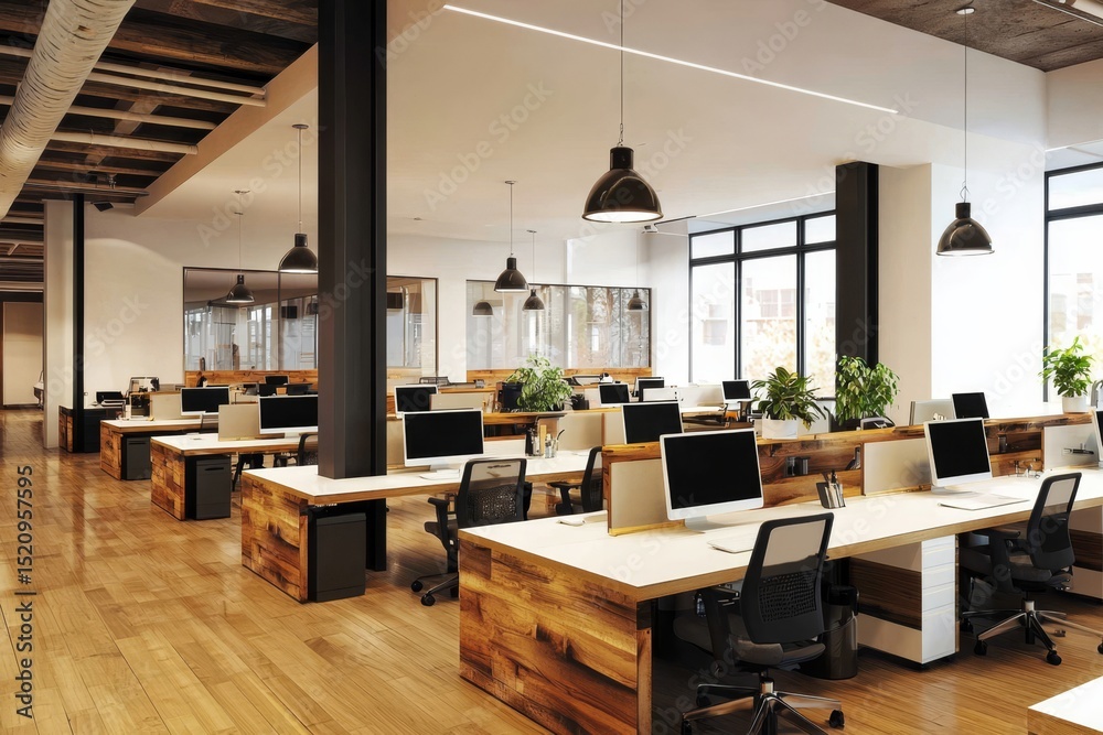 Fototapeta premium Contemporary coworking spaces designed for collaboration.