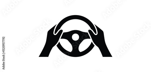 Hands on Steering Wheel Driving Icon Graphic