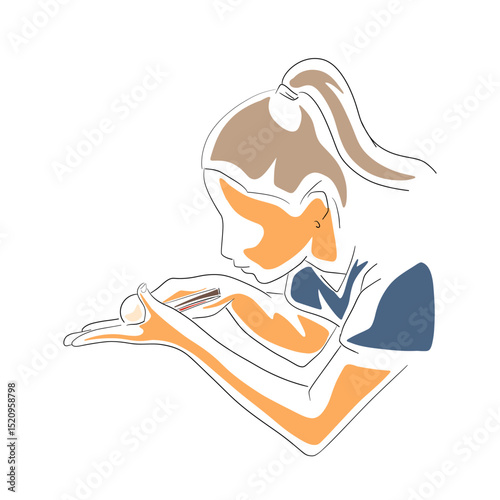 Teble tennis serve, woman playing ping pong, isolated vector illustration, flat design sketch. Sports