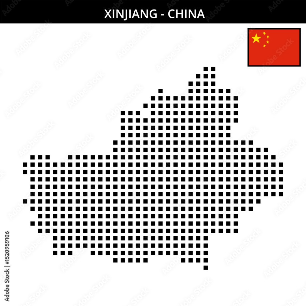 Fototapeta premium Big square dotted map of xinjiang in China