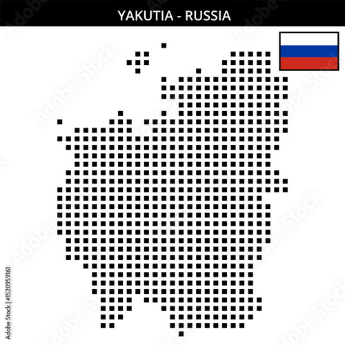 Big square dotted map of Yakutia in Russia