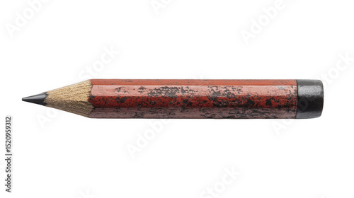 A weathered, vintage red pencil on a transparent background, PNG image, PNG file.