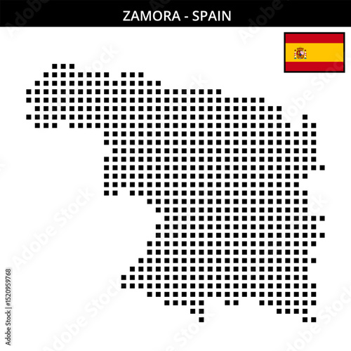 Big square dotted map of zamora in Spain