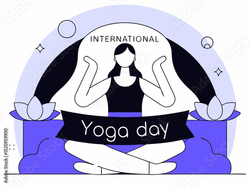 International yoga day woman meditating lotus pose