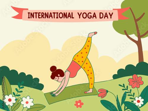 International yoga day woman practicing yoga outdoors