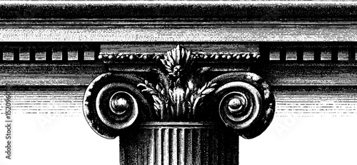 Classical facade illustration with architectural engraving details for design and study