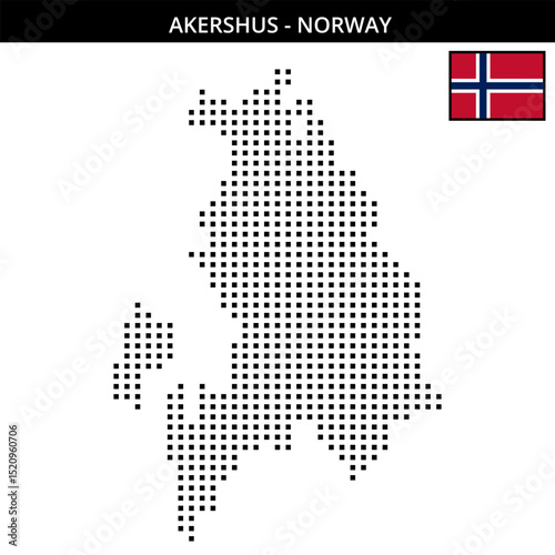 Medium square dotted map of akershus in Norway