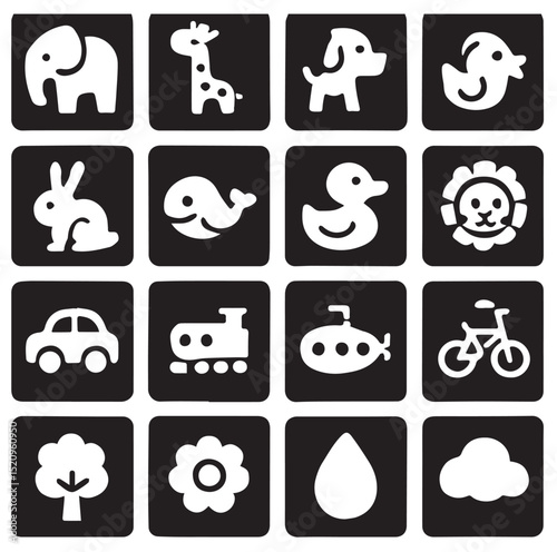 Infant Visual Stimulation Patterns, Black and white flash card with high contrast for baby vector	